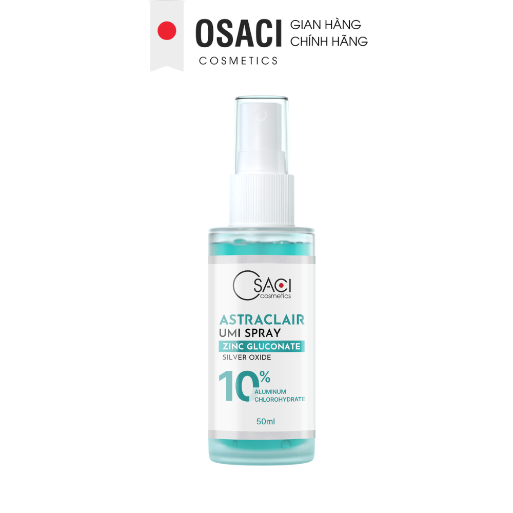 AstraClair Umi Spray 50ml - Xịt khóa khử mùi hỗ trợ tăng cường hoạt động của da, giảm mùi, da khô thoáng - Sản phẩm Osaci
