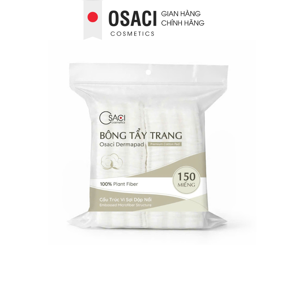 Túi 150 Miếng Bông Tẩy Trang 2 Lớp Tách Đôi - Cấu Trúc Vi Sợi Dập Nổi Không Xơ Bông Osaci Dermapad - Sản phẩm Osaci